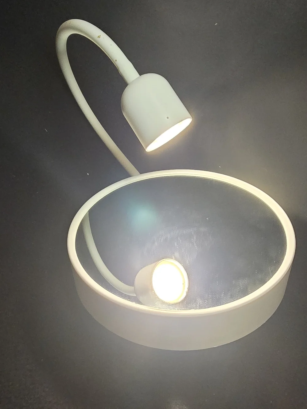 IKEA White Round Vanity Mirror with Flexible Gooseneck Light